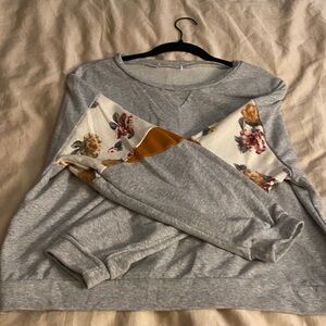 Floral Patchwork Gray Women's Sweatshirt